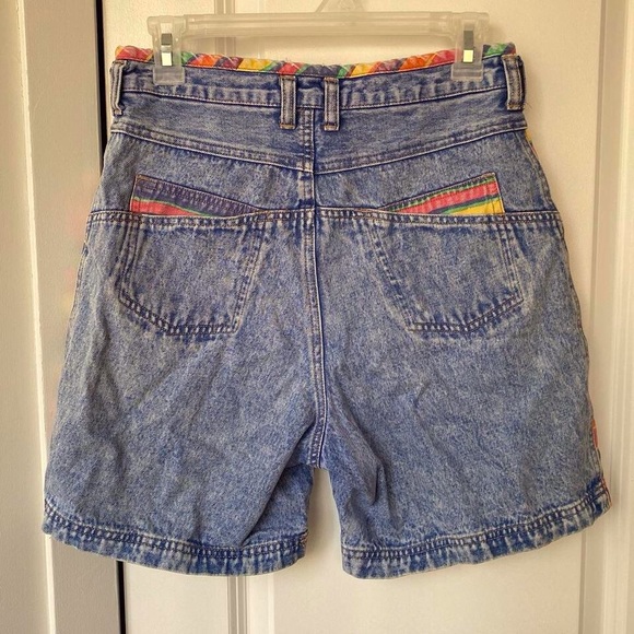 80s Super High Rise Jean Shorts with/ Rainbow Stripes (9) 🌈 - Picture 4 of 8